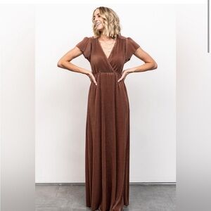 Baltic Born Athena Pleated Maxi Dress in Bronze